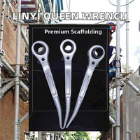LINYI QUEEN Llave de trinquete métrica de doble extremo de 19/21 mm de acero al carbono anodizado azul OEM para andamios, con punta plana, grado premium