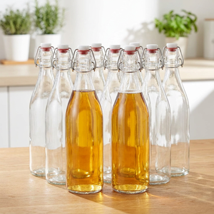 Bouteille en verre à bouchon basculant sécurisée et étanche, recyclable, pour bière artisanale, vin, pub, restaurant, soda, avec joint d'étanchéité - Product Image 4