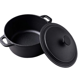 Casserole <span class=keywords><strong>en</strong></span> <span class=keywords><strong>fonte</strong></span> ronde <span class=keywords><strong>noire</strong></span> robuste, batterie de cuisine, casserole, faitout, <span class=keywords><strong>cocotte</strong></span> avec deux anses - Product Image 6