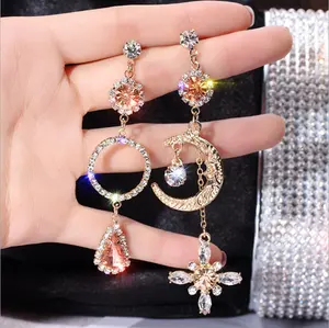 Ragazze donne zirconi colorati CZ diamante 925 nappe in argento sterling orecchini a cerchio pendenti orecchini gioielli in acciaio inossidabile