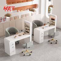 Ensemble bureau et chaise à ongles rouge net combinaison simple moderne double marbre salon de beauté canapé chaise double bureau à ongles