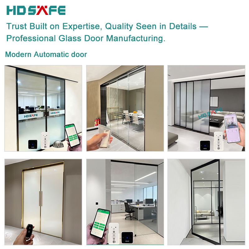 Smart Glass Automatic Sliding Door System - HDSAFE AL8620B-M-D13-L