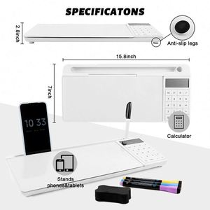 Pizarra Blanca de Sobremesa Pequeña con Base, Pizarra de Borrado en Seco, Soporte para Teclado, Pizarra para Notas con Almacenamiento - Product Image 6