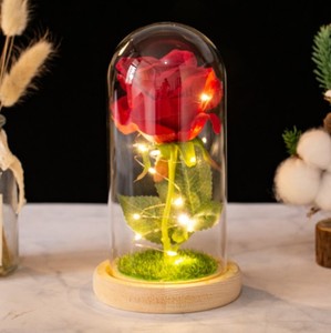 Regalo di San Valentino 2026 OEM Rosa in Plastica <span class=keywords><strong>con</strong></span> Cupola LED, Gypsophila, Rosa Essiccata, Fiori Artificiali, Decorazione Floreale Direttamente dalla Fabbrica - Product Image 4