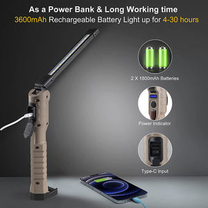 Lámpara <span class=keywords><strong>de</strong></span> Trabajo LED Recargable Magnética Multiusos con Gancho para Colgar, Linterna <span class=keywords><strong>de</strong></span> Trabajo Mecánica, Lámpara Portátil Plegable <span class=keywords><strong>de</strong></span> 360° para Reparación <span class=keywords><strong>de</strong></span> Automóviles - Product Image 5