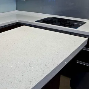 QZ0001 ITEC Murah Buatan Manusia Buatan Granit Prefab Putih Sparkle Vanity Tops Quartz Batu Dapur Meja Quartzite Lempengan