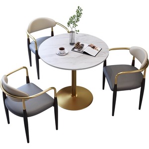 Plaque de roche de luxe réunion invités réception <span class=keywords><strong>Table</strong></span> ronde chaise combinaison bureau moderne loisirs négociation <span class=keywords><strong>Table</strong></span> chaise - Product Image 5