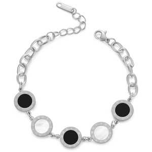 Pulsera de Cadena de Moda de 12 mm con Números Romanos Incrustados, Concha Negra y Blanca, Tono Dorado, Regalo de Joyería - Product Image 5