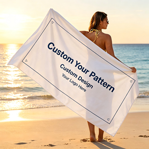 Serviette de plage en coton imprimé respirant, taille personnalisée avec logo - Product Image 1