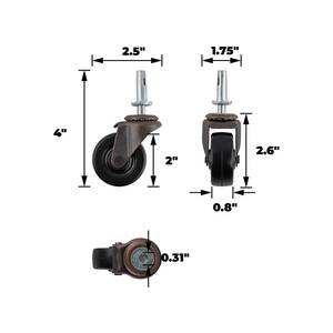 Roue pivotante à double roulement à billes 2 pouces avec tige filetée |   Pour chariots mobiles et équipements |   <span class=keywords><strong>Chariot</strong></span> et équipement |   Vente en gros - Product Image 2