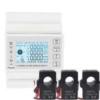 Compteur d'énergie triphasé sur rail DIN, type CT, RS485 Modbus, compteur électrique, compteur de puissance, compteur kWh, classe 0.5 de précision, écran LCD