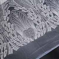 Tissu de dentelle de luxe en forme de goutte d'eau, orné de plumes de paon, de perles et de paillettes, dentelle à franges pour robe de mariée et robe de cérémonie