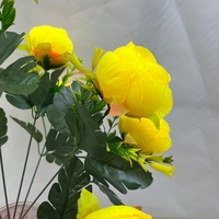 Buket Bunga Peony Buatan dari Sutra dengan Daun Hijau untuk Dekorasi Vas Rumah