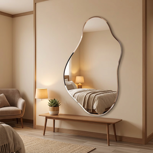 Espejo de Baño Decorativo Asimétrico con Retroiluminación LED Inteligente, Antivaho, de Tamaño Personalizado, Estilo Art Deco, de Lujo, <span class=keywords><strong>ECOLIVING</strong></span>, Venta al Por Mayor - Product Image 3