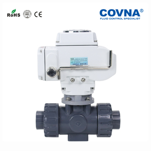 Válvula de bola eléctrica COVNA de 220 V con puerto en T de 3 vías, DN50 (2 pulgadas), de UPVC, con doble unión de PVC, para pedidos urgentes con plazo de 90 días - Product Image 4