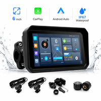 GPS magnétique à dégagement rapide pour moto, Carplay 6 pouces Android 14 4G SIM 4G+64G, double caméra DVR pour Carplay pour motos