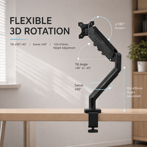 Nuovo Braccio per Monitor Ergonomico in Lega di Alluminio Aeronautico DS con Molla a Gas, Massimizza lo Spazio di Lavoro, 17-32 Pollici, 2,9 kg, VESA 75x75/100x100 - Product Image 2