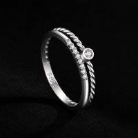 Vente en gros de bijoux fins en argent sterling 925, bague d'éternité élégante en zircon rond, luxe exquis