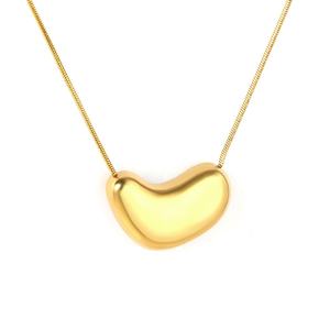Collar de Joyería de Acero Inoxidable Personalizado, Colgante de Corazón Liso, Chapado en Oro de 18K PVD, Estilo Moderno, Cadena de Serpiente, Joyería para Mujer - Product Image 1
