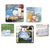 Seau de stockage d'eau carré de 1 gallon en PETG et PE écologique transparent bleu clair avec robinet pour le camping et l'usage domestique