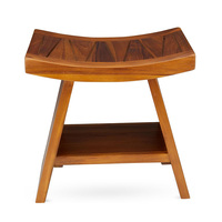 Tabouret de douche en teck avec étagère antidérapant banc de siège de bain en bois de teck de qualité supérieure pour douche intérieure entièrement assemblé organisateur de bain Spa