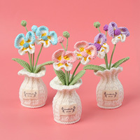 Fleur artificielle en crochet faite à la main, orchidée papillon, tulipe, rose, marguerite, plante en pot, fleur éternelle, décoration, cadeau