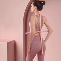 Bâton de yoga en bois naturel pour corriger la posture du dos, design rond unisexe, longueurs 70/80/90 cm