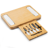 Planche à fromage pliable personnalisée en bambou et acacia, ensemble de couteaux