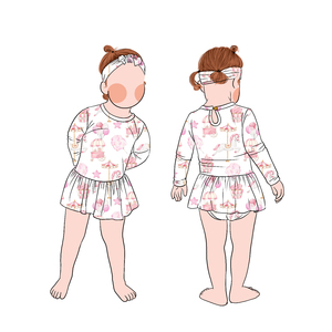 ชุดรอมเปอร์กระโปรงระบายสำหรับเด็กผู้หญิง ลายพิมพ์ตามสั่ง ผลิตจากใยโปรตีนนม พร้อมกระดุมแป๊ก รุ่น Little Glow Kid คอลเลคชั่นใหม่ - Product Image 3