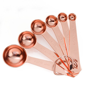 Chapado en acero inoxidable taza de medición de la cuchara y anillo de acero inoxidable de medición cucharas conjunto - Product Image 1