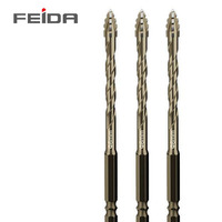 Jeu de forets de centrage FEIDA de haute qualité, à quatre lames dentelées, excentriques, avec finition oxyde noir, pour le perçage de la maçonnerie
