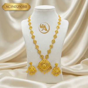 New Designer 24K Gold Plated African Pendant Jewelry Set Online Design Fashion Jewelry Buy Long Jewelry Online in India - Product Image 1