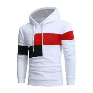 Inverno venda quente leve algodão velo vermelho e branco atacado logotipo personalizado dos homens preto moda em branco pulôver algodão hoodie