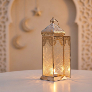 Wholesale <b>Silver</b> Metal Decorative <b>Lantern</b> Moroccan Style Candle Holder for Home Decoration - Product Image 1