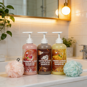 Bagnodoccia Esfoliante Idratante con Etichetta Personalizzata (Pesca Fragola/Mango Banana/Caffè Cocco) + Pallina Schiumogena Omaggio Basso MOQ - Product Image 3