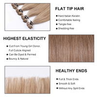 Extensions de cheveux humains Remy vierges russes bruts de 22 pouces, alignées aux cuticules, avec pointes plates en kératine pour pose à la kératine