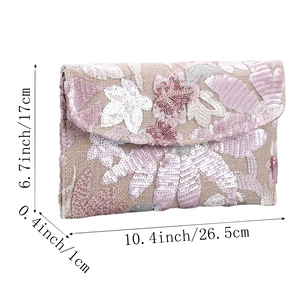 Women Delicate <b>Sequin</b> Embroidery Envelope Clutch Purse Formal Dressy Evening Handbag for Wedding Cocktail Parties - Product Image 5