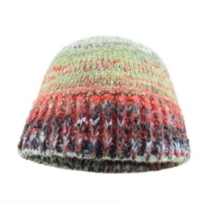 Nuevo gorro de pescador estilo <span class=keywords><strong>coreano</strong></span>, tejido con piel de conejo, a rayas, cálido para otoño e invierno. - Product Image 5