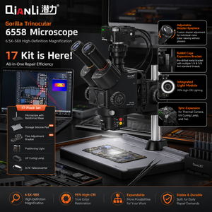 Nuovo Microscopio Trinoculare Qianli Gorilla 6558 con Zoom 6.5X-58X e Telecamera Termica 4K <span class=keywords><strong>per</strong></span> Riparazione di Schede Madri di Telefoni Cellulari - Product Image 1