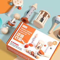 6 Piece Wooden Musical Instrument Set Montessori Baby Rattle Percussion Sensory Toys Toddler Infant Early Development OEM Custom