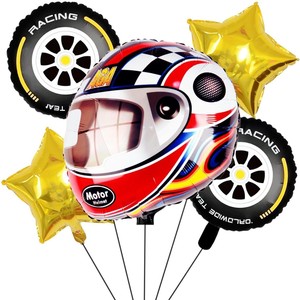 Nuevo Set de Globos de Aluminio con Temática de Carreras, Casco de Auto, Neumático, Rueda, Trofeo, Decoración para Fiesta de Cumpleaños de Niños al Aire Libre - Product Image 5