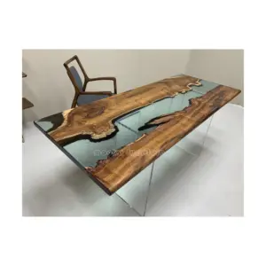 Home Furniture live edge crystal clear river dining table top design luxury wood clear epoxy resin table