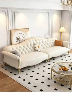 Palace Style Luxury and High-end Leather <b>Sofa</b> Living Room <b>Small</b> Apartment European and American Retro Cream Style <b>Sofa</b> - Product Image 3