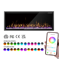 Cheminée électrique encastrée murale certifiée CE de 60 pouces, avec LED intelligentes 12 couleurs, insert chauffant, OEM, décoration de luxe pour la maison