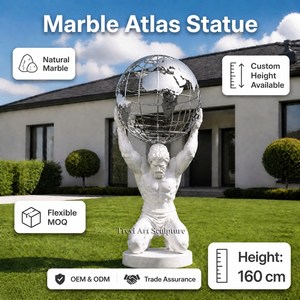 Estatua de Atlas de Mármol de Tamaño Real TREVI, Tallada a Mano en Piedra Blanca Natural, Escultura de Mitología Griega, Decoración de Jardín Personalizada al por Mayor - Product Image 1