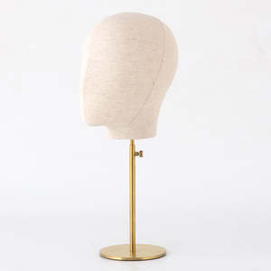 Adjustable Height Linen Metal <strong>Stand</strong> Tabletop Wig Display Mannequin Head for <strong>Hat</strong> Necklace Headband Display <strong>UK</strong> Warehouse Fabric - Product Image 1
