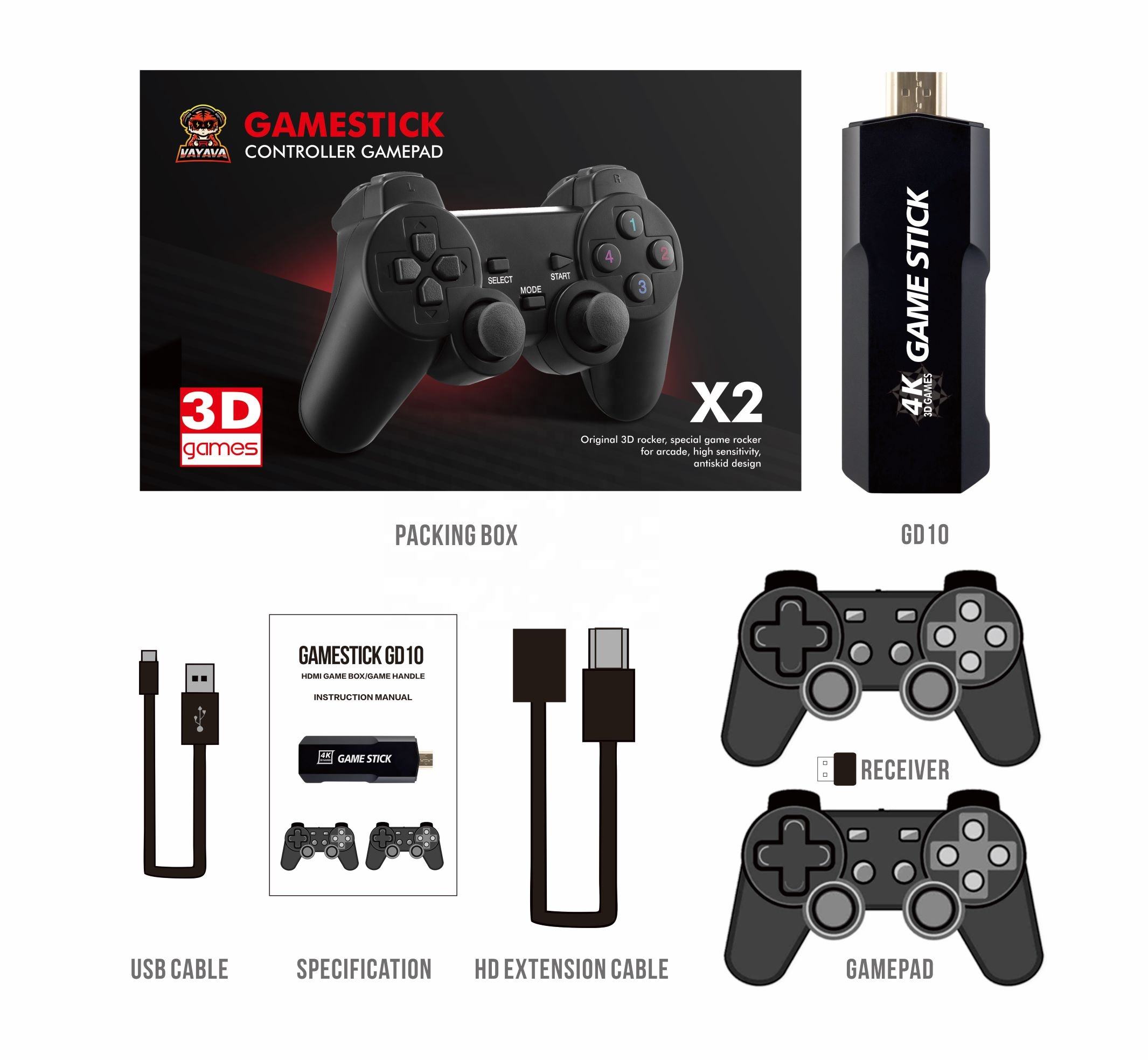 Buy MANTASHA COLLECTION GD10 Super Gamestick 4K HD Game Console for TV with  Support Multi Players with Network Download Function Retro Game Player  Online at Low Prices in India 