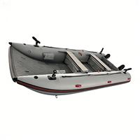 Bateau Catamaran Gonflable de Pêche 3,8 m avec Pont Gonflable, Capacité 5 Personnes, Reachsea, avec Transom en Aluminium, Grande Roue et Porte-Canne à Pêche