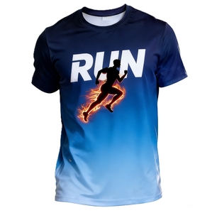 ZEDE Bulk Customization Factory Direct RUN Flame Printed Quick Dry Breathable <b>Sports</b> <b>Short</b> Sleeve Running T Shirt - Product Image 5