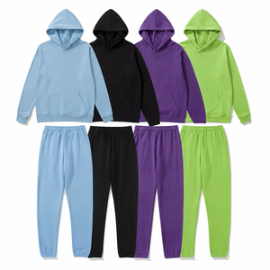 Ensemble deux pièces tendance pour homme : sweat à capuche oversize en coton épais avec impression en relief et pantalon de survêtement en molleton - Product Image 4